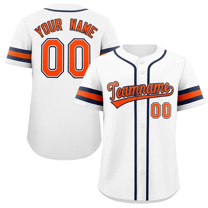 Unisex White & Orange Black Baseball Jersey – Custom Name & Number - Image 1