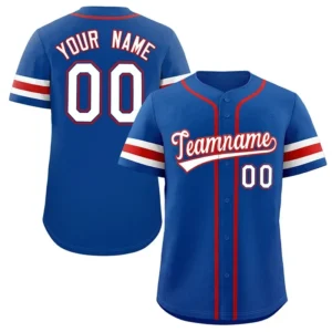 Unisex Blue & White Red Baseball Jersey – Custom Name & Number