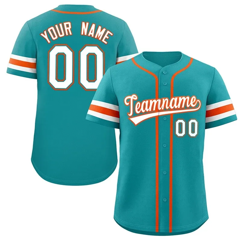 Unisex Teal & White Orange Baseball Jersey – Custom Name & Number - Image 1
