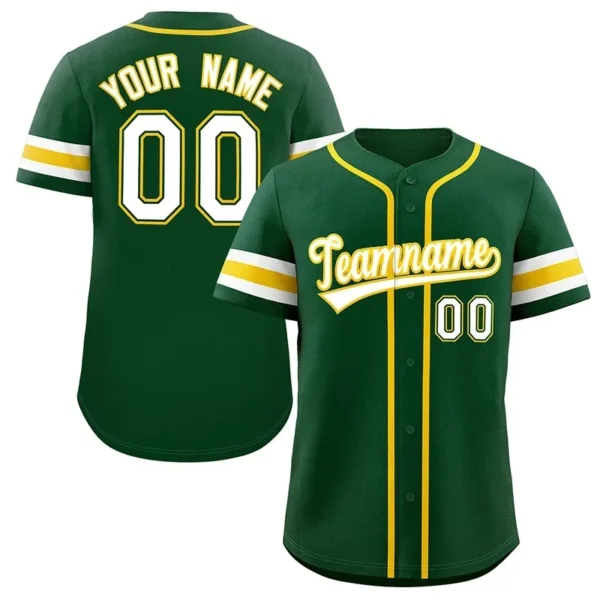 Unisex Green & White Yellow Baseball Jersey – Custom Name & Number