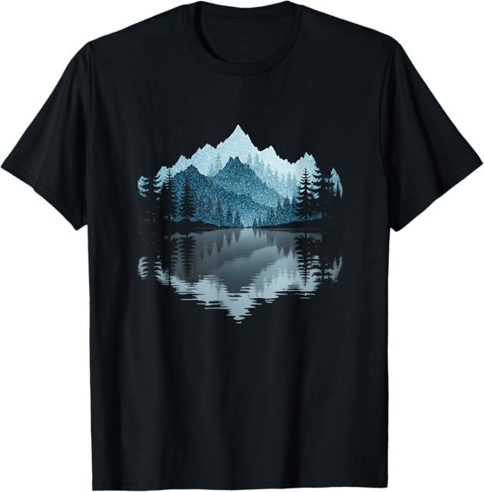 Mountain Forest Lake Reflection T-Shirt - Image 1