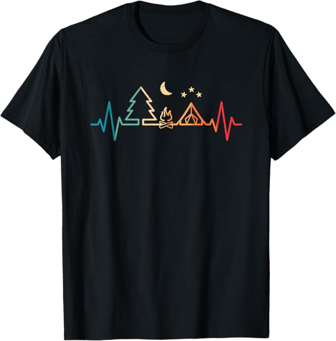 Camping Heartbeat T-Shirt - Image 1