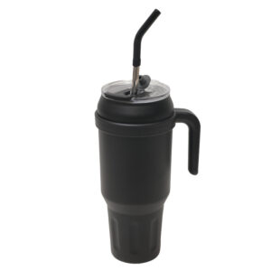 Insulated Travel Tumbler with Handle and 2-Way Sip-Straw Lid