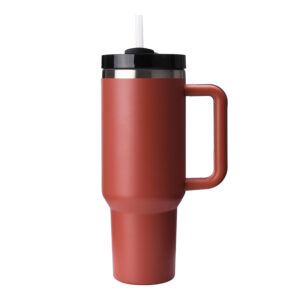 Insulated Tumbler with Handle and Sip-Straw Lid