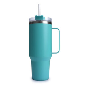 Insulated Tumbler with Straw Lid and Stainless Steel Handle