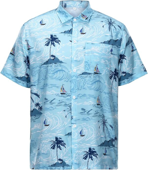 Men's Short-Sleeve Hawaiian Shirt - Green Sailing Print