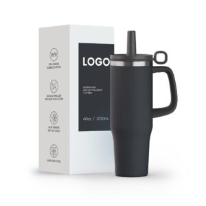 Insulated Stainless Steel Tumbler with Silicone Straw and Handle - Image 3