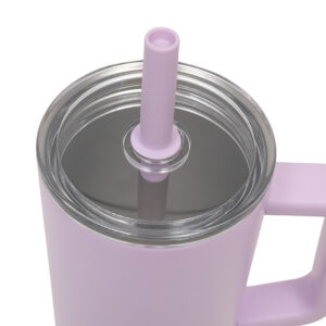 Stainless Steel Travel Tumbler with Handle and Versatile Straw Lid - Image 2