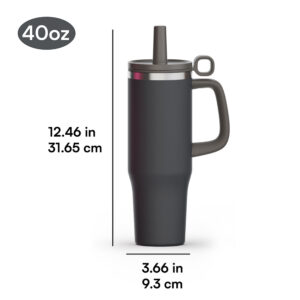 Insulated Stainless Steel Tumbler with Silicone Straw and Handle - Image 2
